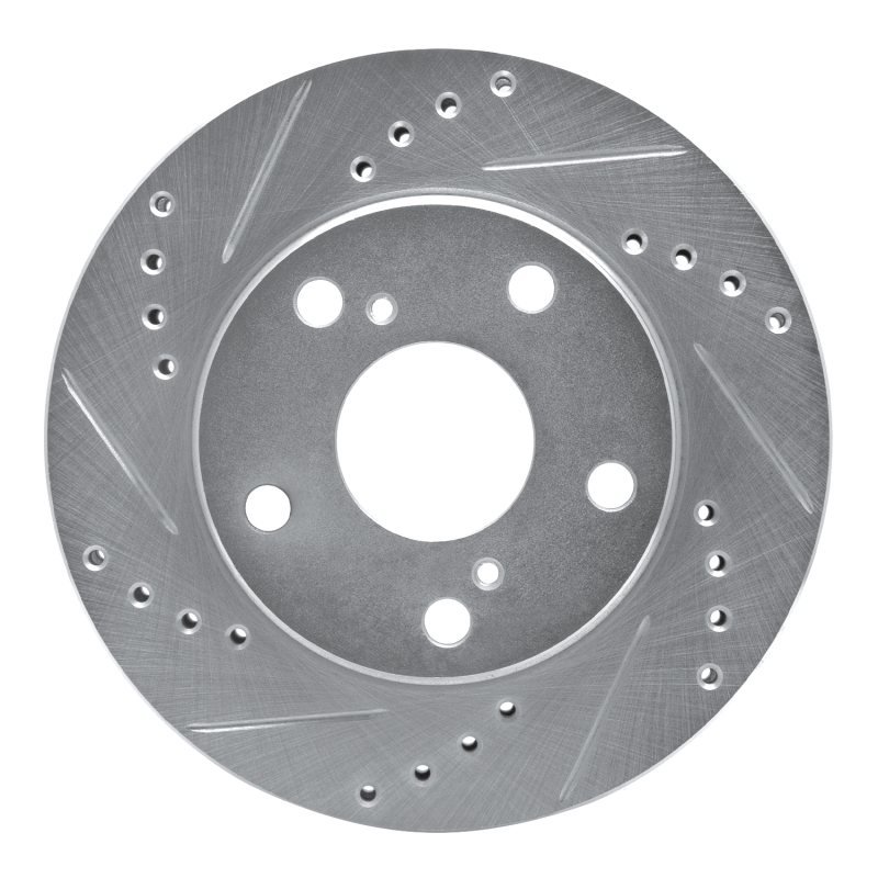 Toyota Camry Brake Rotor (1) - Front Left - R1 Concepts - Drilled & Slotted - Silver - `92-`01